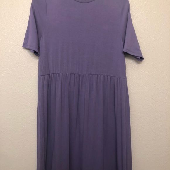 ASOS tiered smock t-shirt midi maxi cotton boho dress purple ash short sleeve -6 - Picture 5 of 16